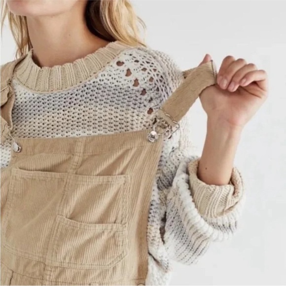 FREE PEOPLE Devon Sweater Gravity Combo Crew Neck S Knit Earthy Neutral - Picture 2 of 14